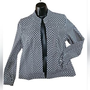 NEW Attyre Women's Open Lightweight Denim Jacket Blazer Medium Abstract Geometri